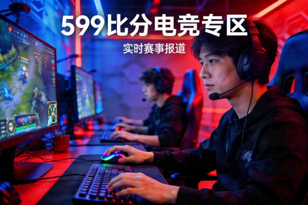 电竞比赛现场，选手专注操作键盘鼠标 - 599比分电竞专区